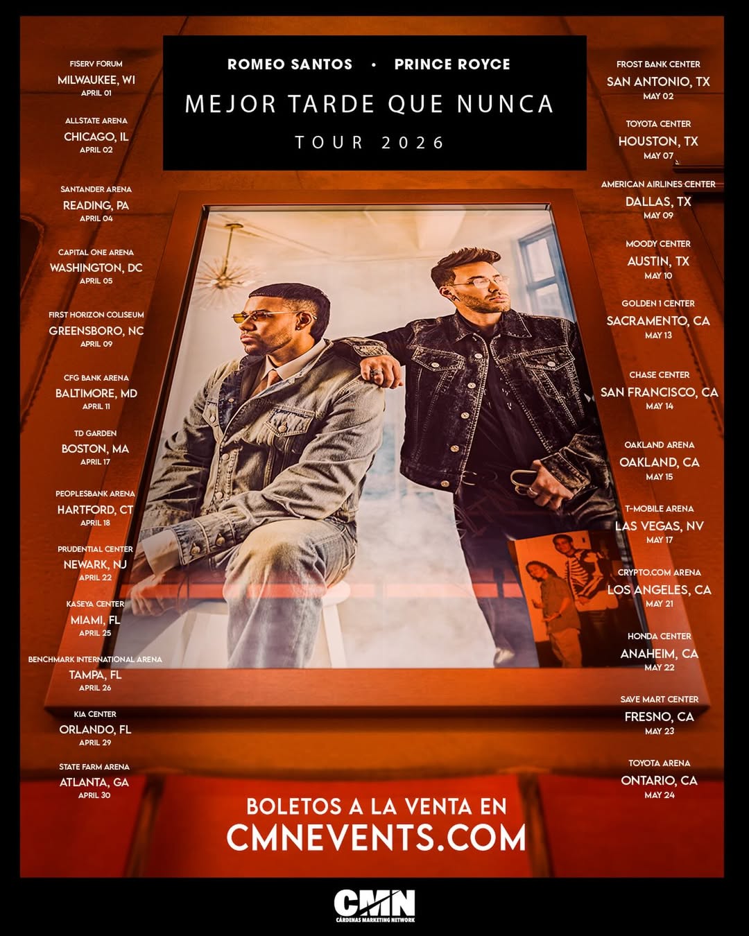 Romeo Santos Mejor Tarde Que Nunca Tour Poster 2026
