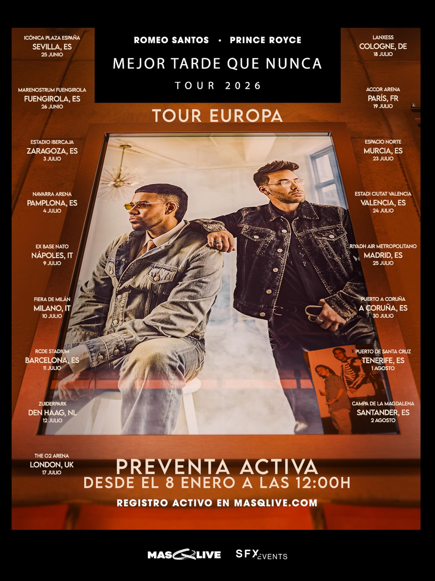 Romeo Santos Mejor Tarde Que Nunca Tour Poster 2026